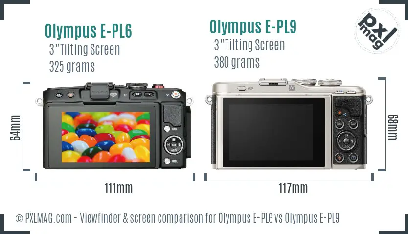 Olympus E-PL6 vs Olympus E-PL9 Screen and Viewfinder comparison