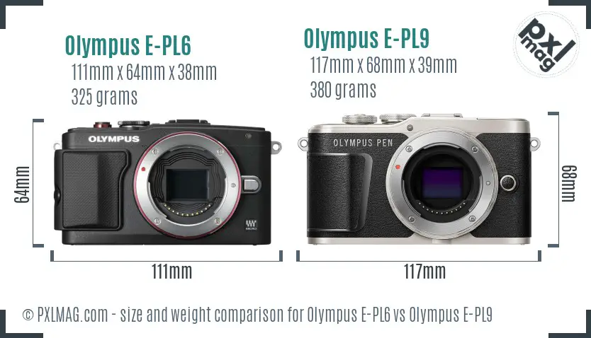 Olympus E-PL6 vs Olympus E-PL9 size comparison
