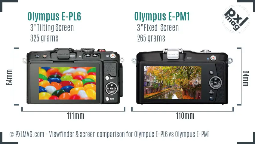 Olympus E-PL6 vs Olympus E-PM1 Screen and Viewfinder comparison