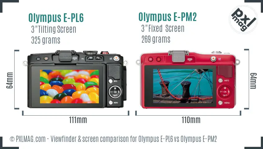 Olympus E-PL6 vs Olympus E-PM2 Screen and Viewfinder comparison