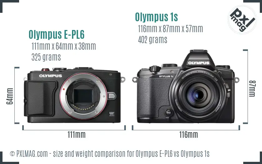 Olympus E-PL6 vs Olympus 1s size comparison