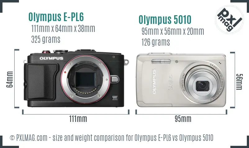 Olympus E-PL6 vs Olympus 5010 size comparison
