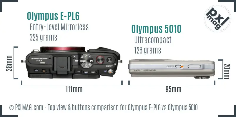 Olympus E-PL6 vs Olympus 5010 top view buttons comparison