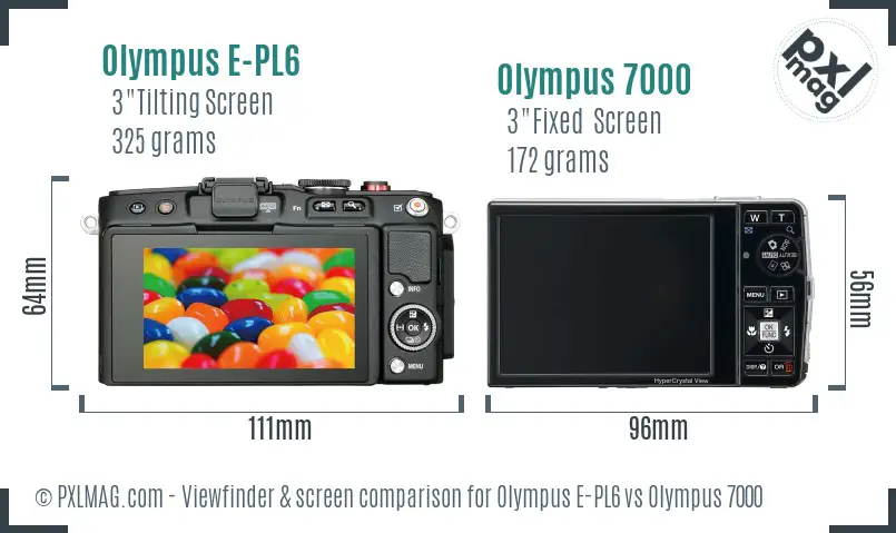 Olympus E-PL6 vs Olympus 7000 Screen and Viewfinder comparison