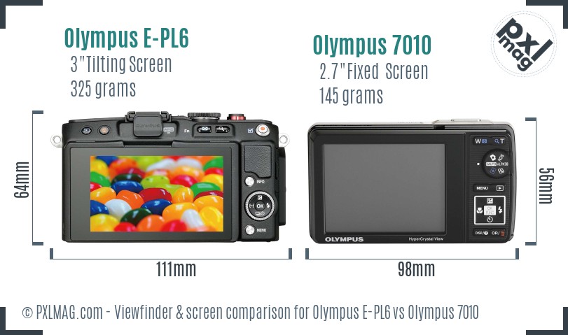 Olympus E-PL6 vs Olympus 7010 Screen and Viewfinder comparison