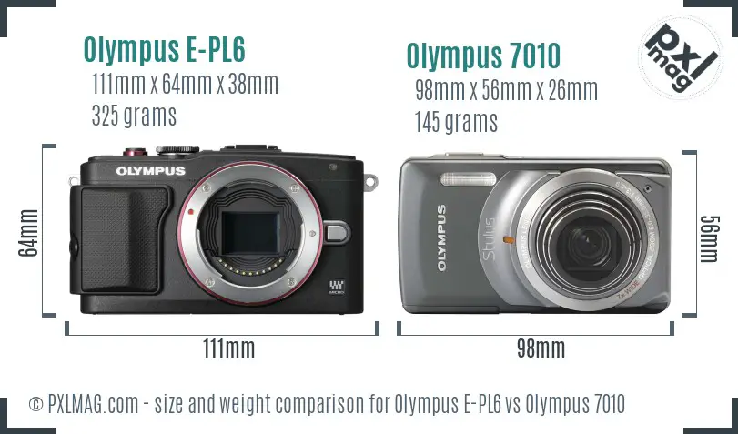 Olympus E-PL6 vs Olympus 7010 size comparison