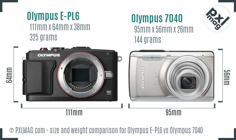 Olympus E-PL6 vs Olympus 7040 size comparison