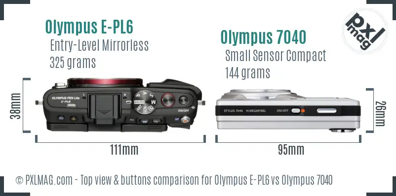 Olympus E-PL6 vs Olympus 7040 top view buttons comparison
