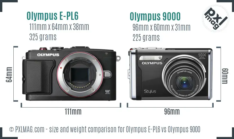 Olympus E-PL6 vs Olympus 9000 size comparison