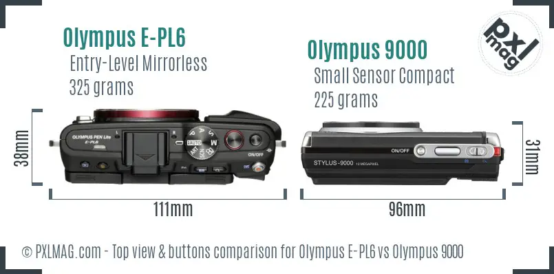 Olympus E-PL6 vs Olympus 9000 top view buttons comparison