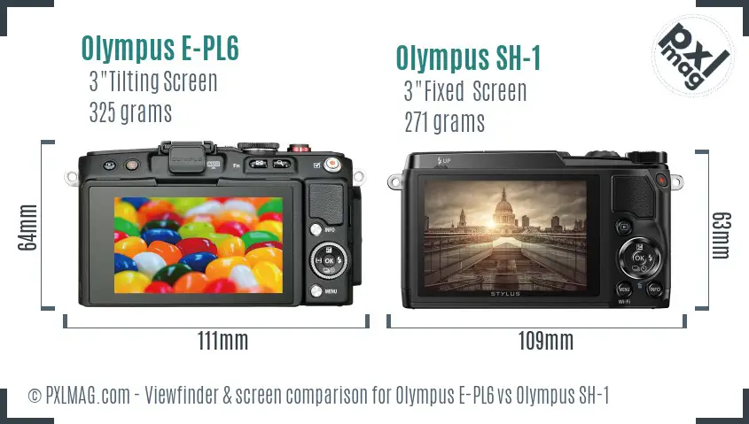 Olympus E-PL6 vs Olympus SH-1 Screen and Viewfinder comparison