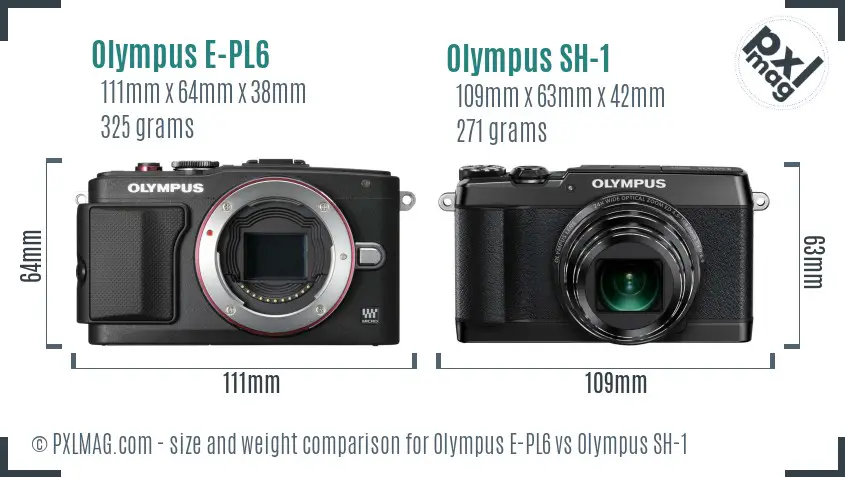 Olympus E-PL6 vs Olympus SH-1 size comparison