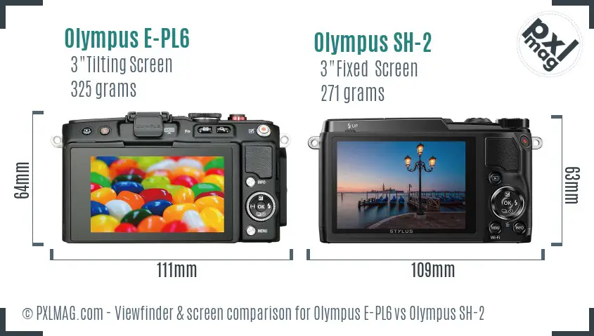 Olympus E-PL6 vs Olympus SH-2 Screen and Viewfinder comparison
