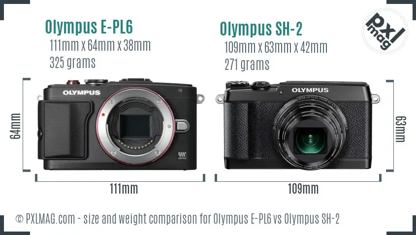 Olympus E-PL6 vs Olympus SH-2 size comparison