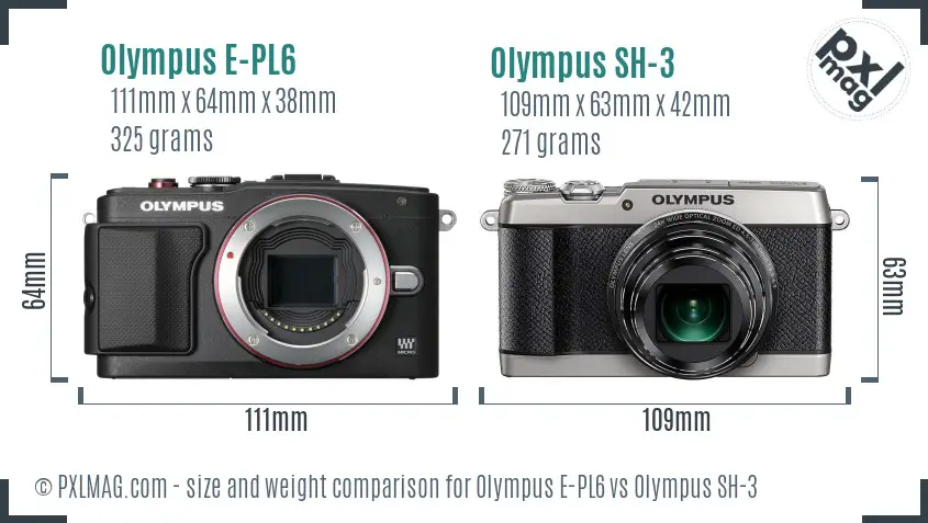 Olympus E-PL6 vs Olympus SH-3 size comparison