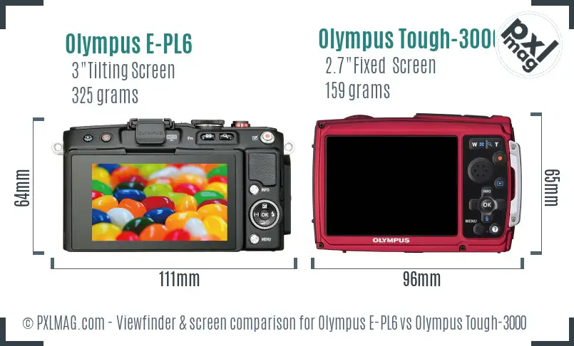 Olympus E-PL6 vs Olympus Tough-3000 Screen and Viewfinder comparison