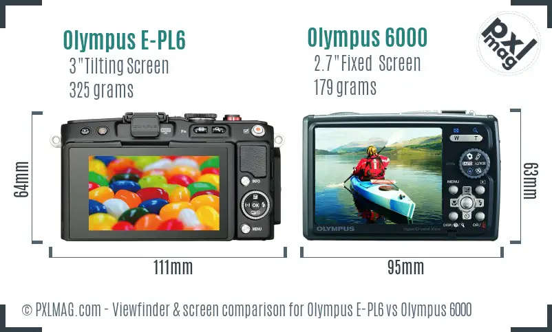 Olympus E-PL6 vs Olympus 6000 Screen and Viewfinder comparison
