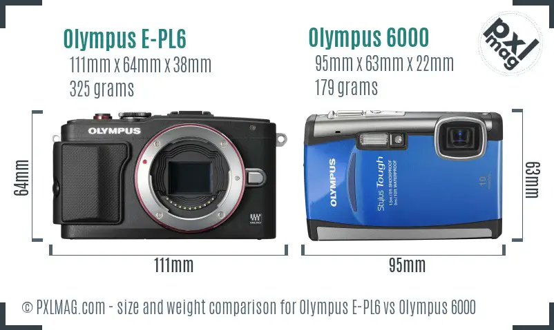 Olympus E-PL6 vs Olympus 6000 size comparison