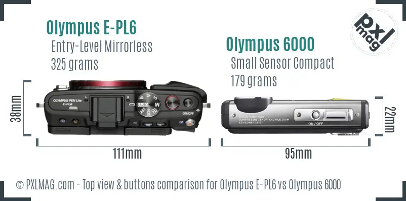 Olympus E-PL6 vs Olympus 6000 top view buttons comparison