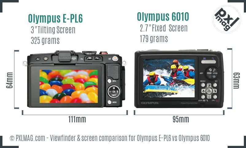 Olympus E-PL6 vs Olympus 6010 Screen and Viewfinder comparison