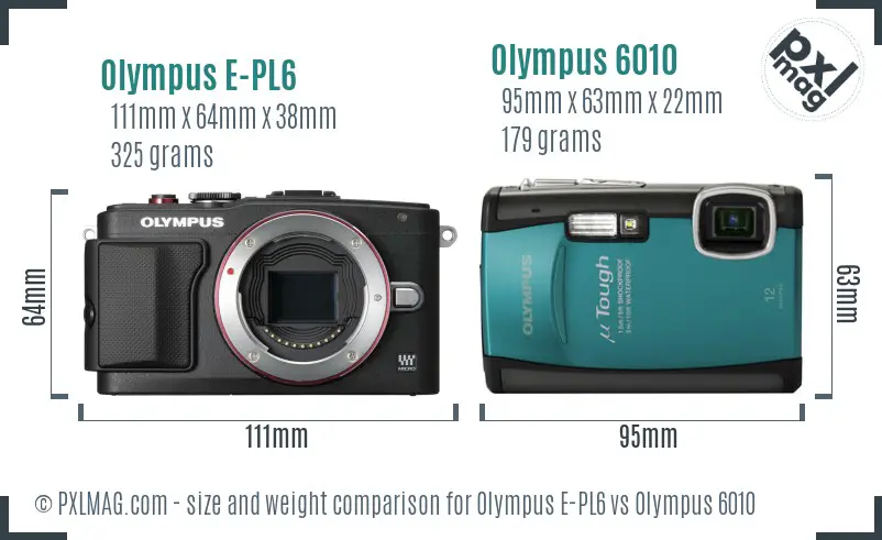 Olympus E-PL6 vs Olympus 6010 size comparison