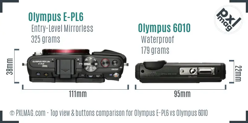 Olympus E-PL6 vs Olympus 6010 top view buttons comparison