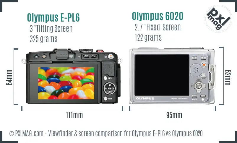 Olympus E-PL6 vs Olympus 6020 Screen and Viewfinder comparison