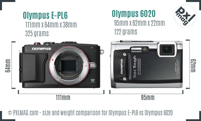 Olympus E-PL6 vs Olympus 6020 size comparison