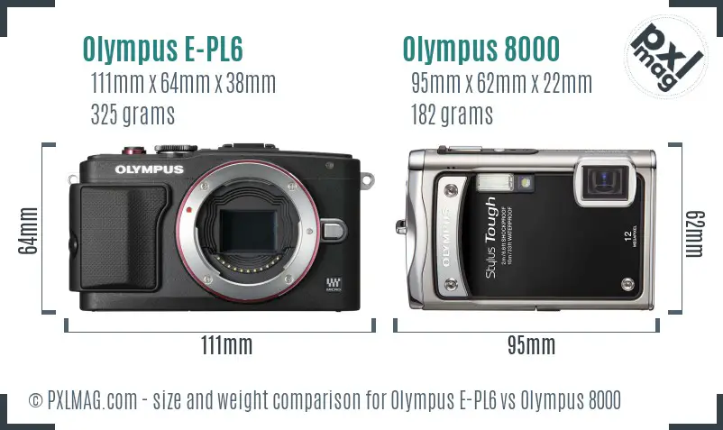 Olympus E-PL6 vs Olympus 8000 size comparison