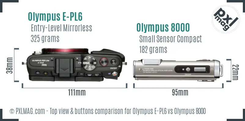 Olympus E-PL6 vs Olympus 8000 top view buttons comparison