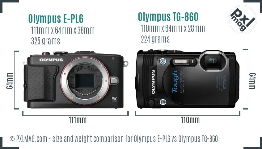 Olympus E-PL6 vs Olympus TG-860 size comparison