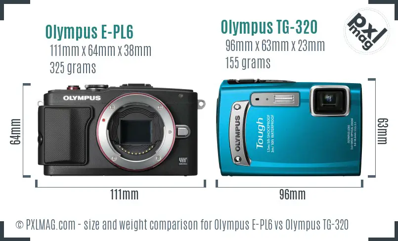 Olympus E-PL6 vs Olympus TG-320 size comparison