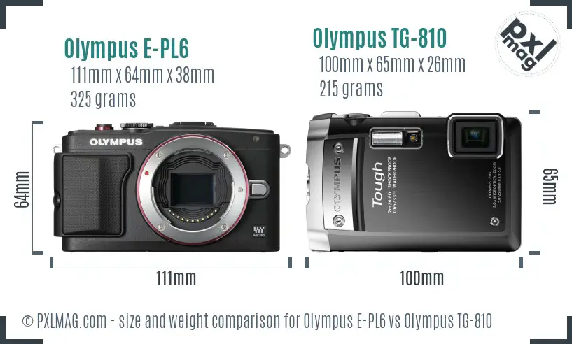 Olympus E-PL6 vs Olympus TG-810 size comparison