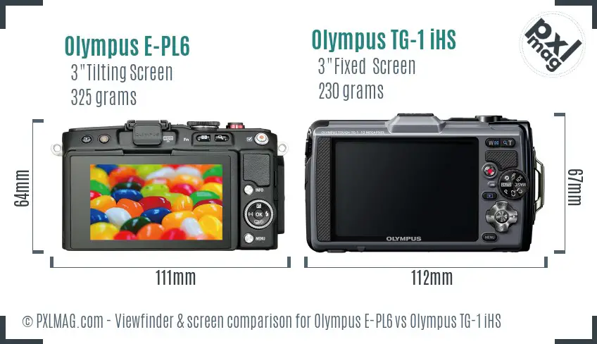 Olympus E-PL6 vs Olympus TG-1 iHS Screen and Viewfinder comparison