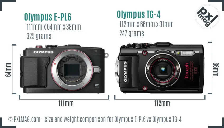 Olympus E-PL6 vs Olympus TG-4 size comparison