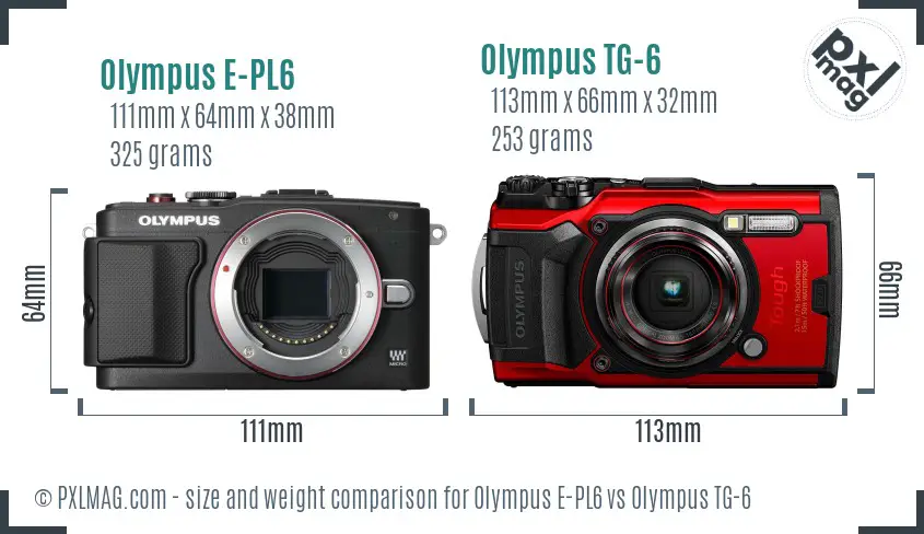 Olympus E-PL6 vs Olympus TG-6 size comparison