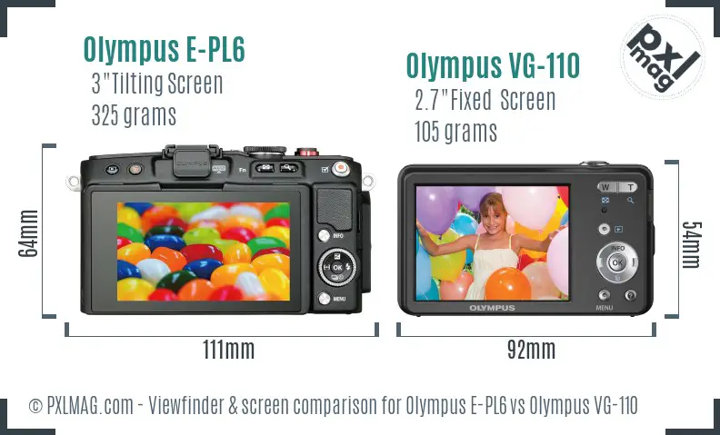 Olympus E-PL6 vs Olympus VG-110 Screen and Viewfinder comparison
