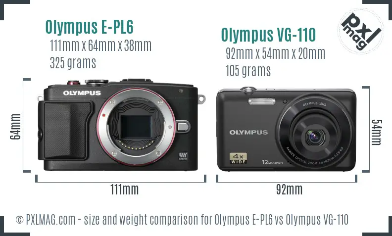 Olympus E-PL6 vs Olympus VG-110 size comparison