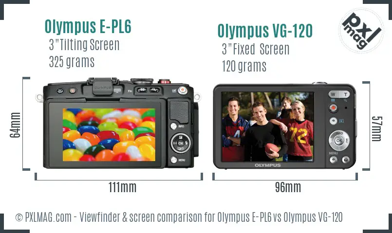 Olympus E-PL6 vs Olympus VG-120 Screen and Viewfinder comparison