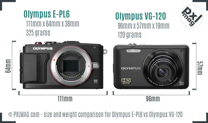 Olympus E-PL6 vs Olympus VG-120 size comparison