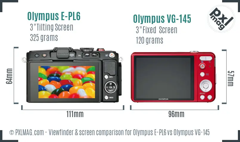 Olympus E-PL6 vs Olympus VG-145 Screen and Viewfinder comparison