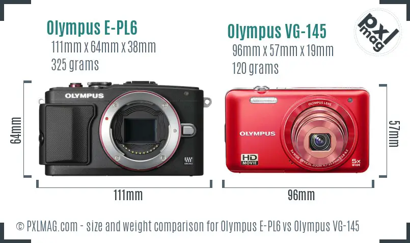 Olympus E-PL6 vs Olympus VG-145 size comparison