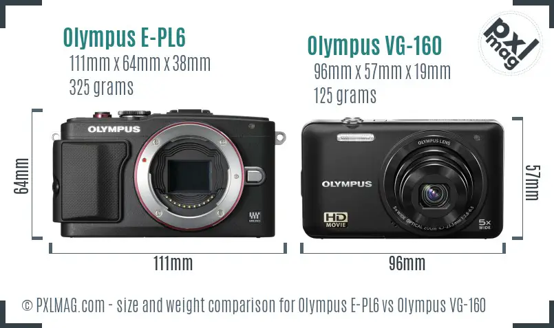 Olympus E-PL6 vs Olympus VG-160 size comparison