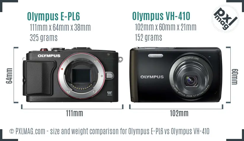 Olympus E-PL6 vs Olympus VH-410 size comparison