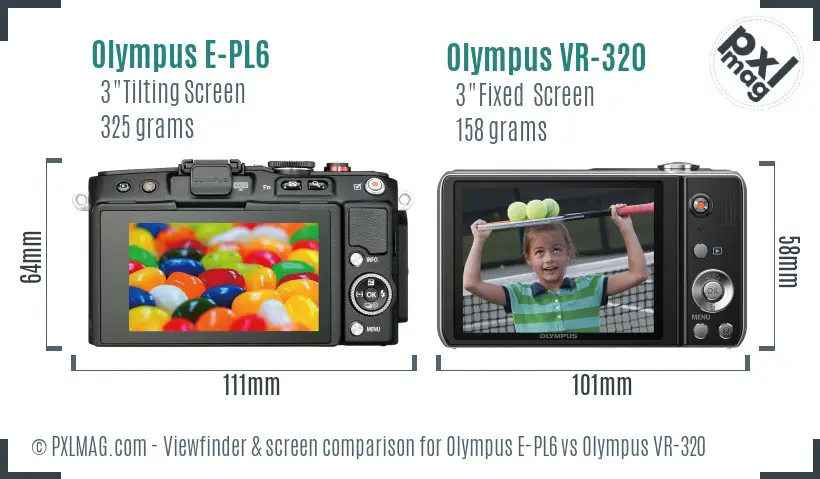Olympus E-PL6 vs Olympus VR-320 Screen and Viewfinder comparison