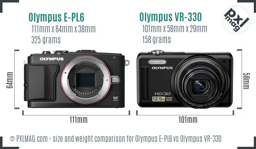 Olympus E-PL6 vs Olympus VR-330 size comparison