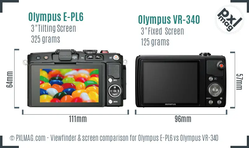 Olympus E-PL6 vs Olympus VR-340 Screen and Viewfinder comparison