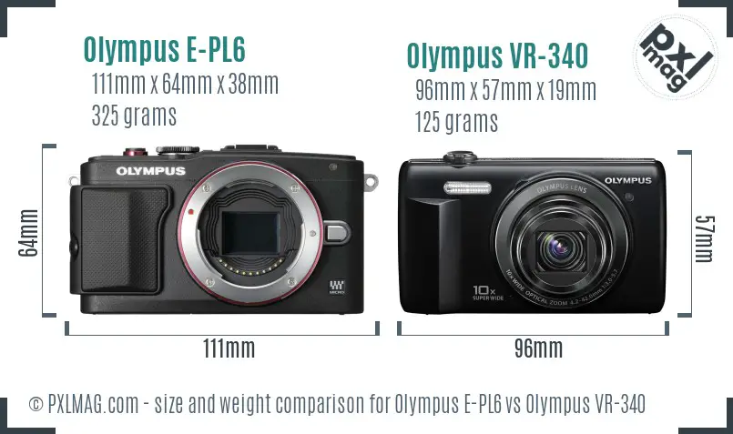 Olympus E-PL6 vs Olympus VR-340 size comparison