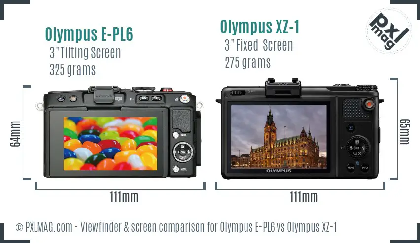 Olympus E-PL6 vs Olympus XZ-1 Screen and Viewfinder comparison