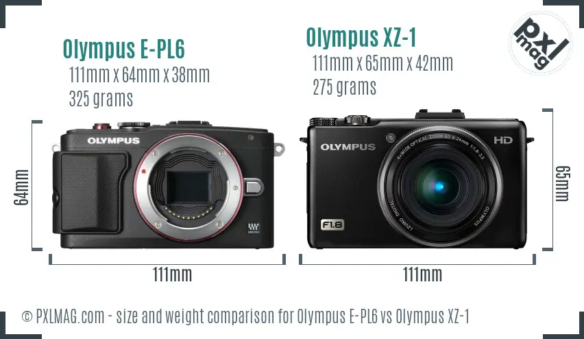 Olympus E-PL6 vs Olympus XZ-1 size comparison